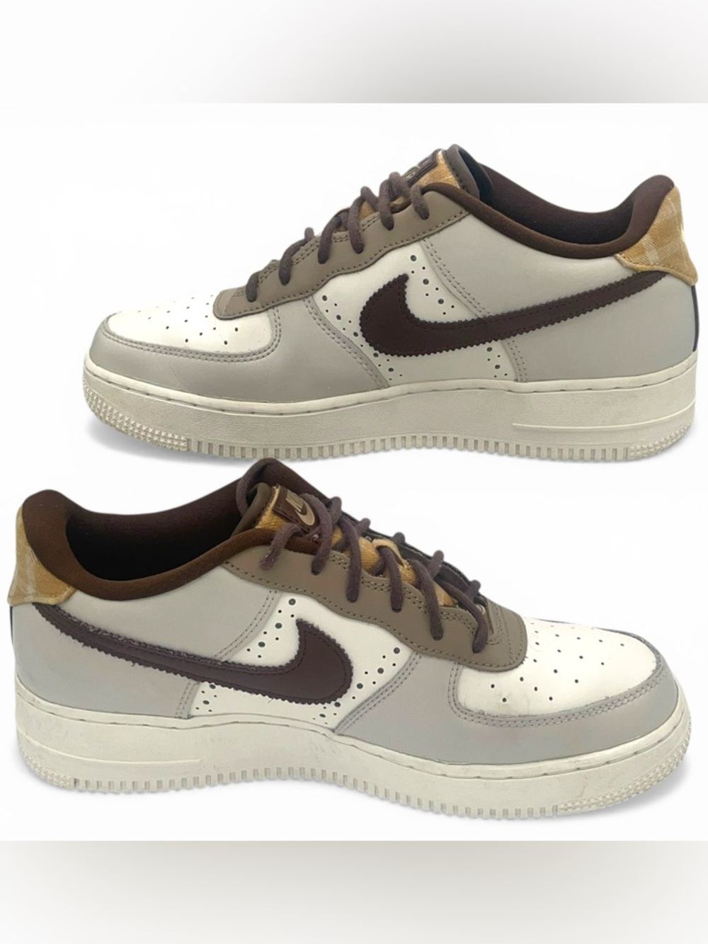 Nike Air Force 1 Low Beige Brown Swoosh 7Y Women’s 8.5 - Picture 3 of 10